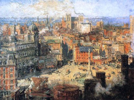 Columbus Circle by Colin Campbell Cooper - Hand-Painted Oil Painting on Canvas Online Sale