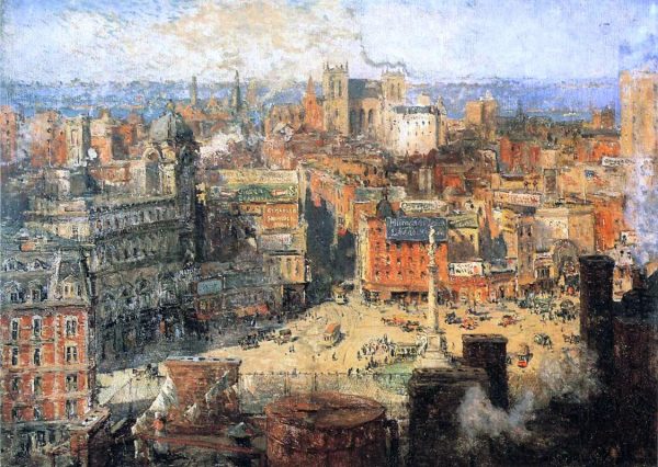 Columbus Circle by Colin Campbell Cooper - Hand-Painted Oil Painting on Canvas Online Sale