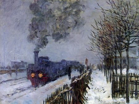 A Train in the Snow, the Locomotive by Claude Oscar Monet - Hand-Painted Oil Painting on Canvas Fashion