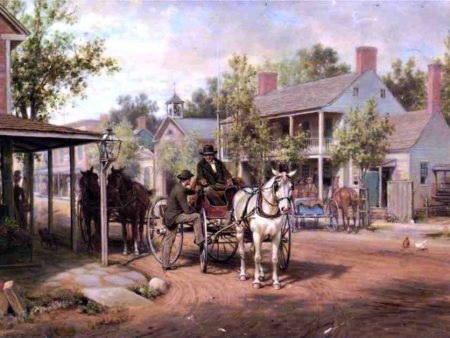 Horse and Buggy on Main Street by Edward Lamson Henry - Hand-Painted Oil Painting on Canvas Online Sale