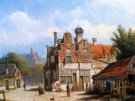 A Dutch Town Scene by Willem Koekkoek - Hand-Painted Oil Painting on Canvas Hot on Sale