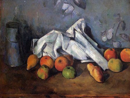 A Still Life with Milk Can and Apples by Paul Cezanne - Hand-Painted Oil Painting on Canvas For Sale