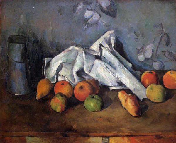 A Still Life with Milk Can and Apples by Paul Cezanne - Hand-Painted Oil Painting on Canvas For Sale