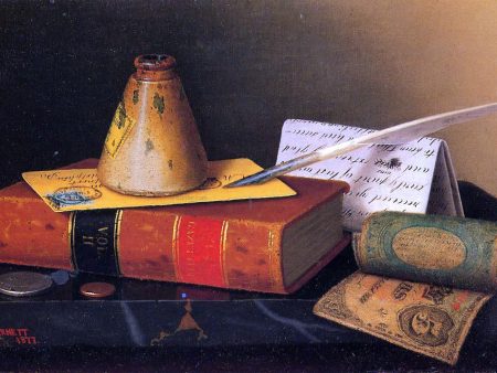 Still Life: Writing Table by William Michael Harnett - Hand-Painted Oil Painting on Canvas For Cheap