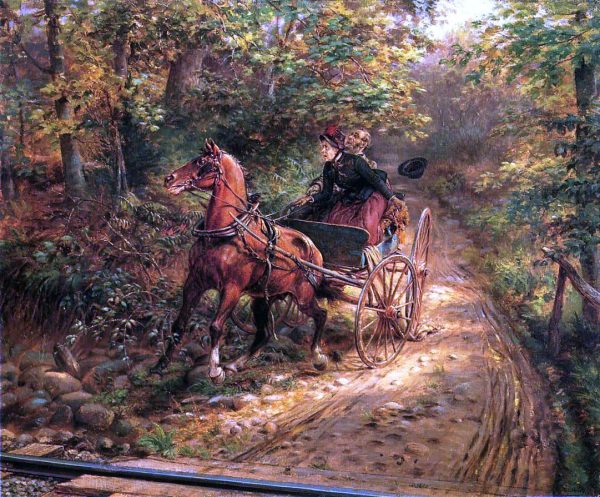 A Moment of Peril by Edward Lamson Henry - Hand-Painted Oil Painting on Canvas on Sale