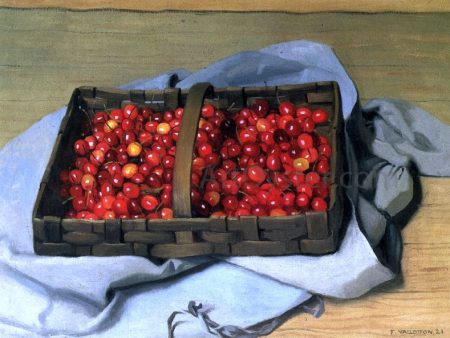 Basket of Cherries by Felix Vallotton - Hand-Painted Oil Painting on Canvas on Sale