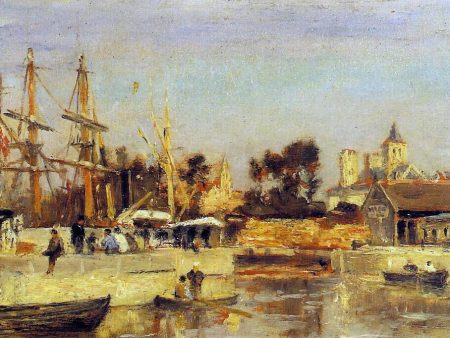 A Corner of the Port, Caen by Stanislas Lepine - Hand-Painted Oil Painting on Canvas Sale