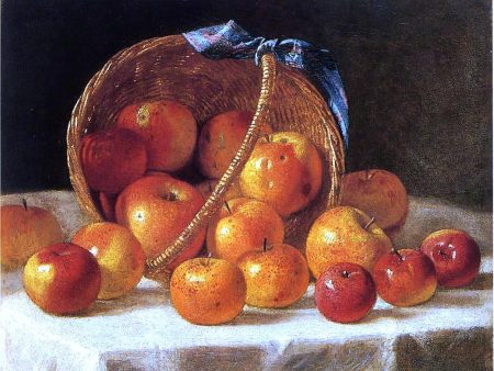 Basket of Apples by John F Francis - Hand-Painted Oil Painting on Canvas Hot on Sale