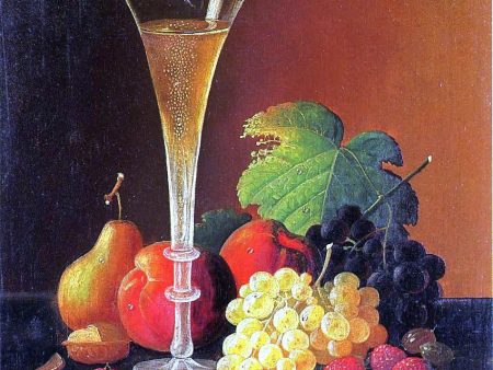 Fruit and a Glass of Champagne on a Tabletop by Severin Roesen - Hand-Painted Oil Painting on Canvas Cheap