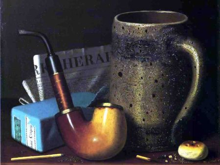 Still Life with Pipe, Mug and Newspaper by William Michael Harnett - Hand-Painted Oil Painting on Canvas Online