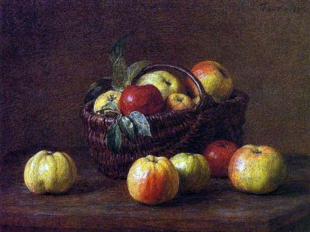 Apples in a Basket on a Table by Henri Fantin-Latour - Hand-Painted Oil Painting on Canvas Discount