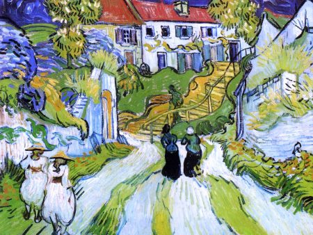 A Village Street and Steps in Auvers with Figures by Vincent Van Gogh - Hand-Painted Oil Painting on Canvas Hot on Sale