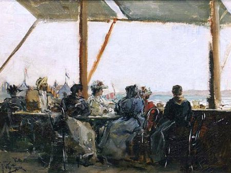 Cafe en la Terraza by Julio Vila Prades - Hand-Painted Oil Painting on Canvas Fashion