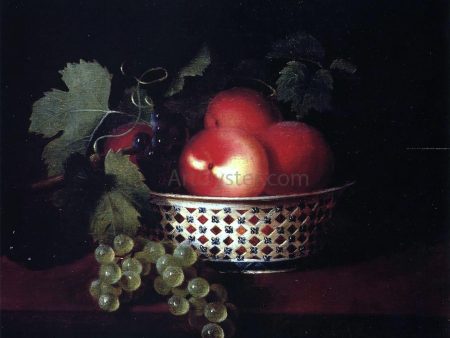 Peaches and Grapes in a Porcelain Bowl by Sarah Miriam Peale - Hand-Painted Oil Painting on Canvas Online Sale