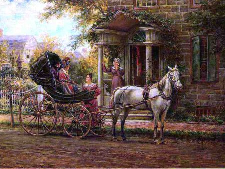 Stopping for a Chat by Edward Lamson Henry - Hand-Painted Oil Painting on Canvas Hot on Sale