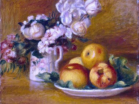 Apples and Flowers by Pierre Auguste Renoir - Hand-Painted Oil Painting on Canvas on Sale