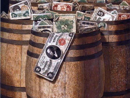 Barrels of Money by Victor Dubreuil - Hand-Painted Oil Painting on Canvas Cheap