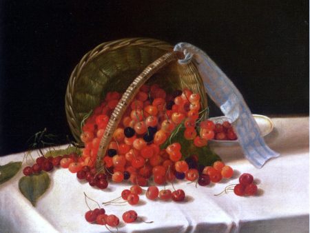 Basket of Cherries by John F Francis - Hand-Painted Oil Painting on Canvas Discount