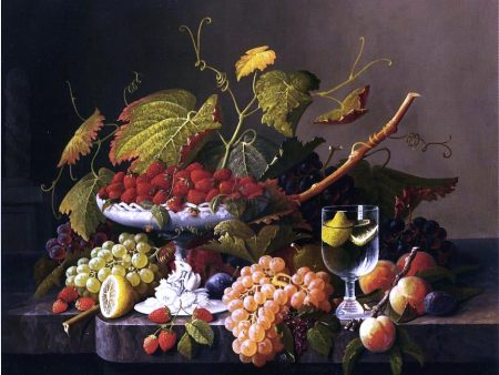 An Abundance of Fruit by Severin Roesen - Hand-Painted Oil Painting on Canvas Hot on Sale