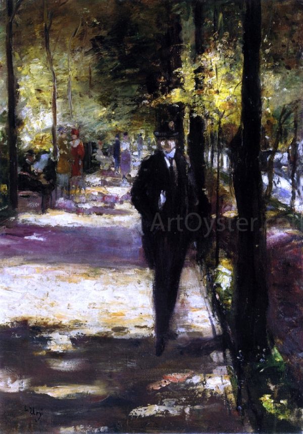 Stroller in Tiergarten by Lesser Ury - Hand-Painted Oil Painting on Canvas For Cheap