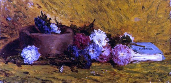 China Asters, Hat and Book by Paul Gauguin - Hand-Painted Oil Painting on Canvas Online now