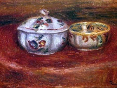 Sugar Bowl and Earthenware Bowl by Pierre Auguste Renoir - Hand-Painted Oil Painting on Canvas Sale