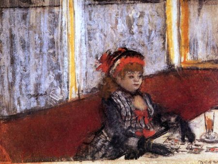 Woman in a Cafe by Edgar Degas - Hand-Painted Oil Painting on Canvas For Cheap