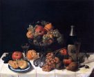 Fruit Still Life with Champagne Bottle by Severin Roesen - Hand-Painted Oil Painting on Canvas Sale