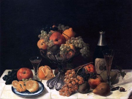 Fruit Still Life with Champagne Bottle by Severin Roesen - Hand-Painted Oil Painting on Canvas Sale