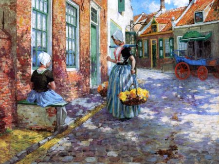 A Dutch Flower Girl by George Hitchcock - Hand-Painted Oil Painting on Canvas Sale