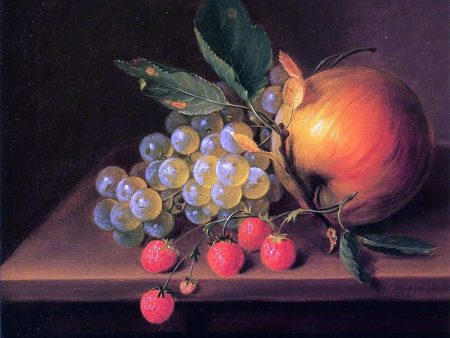 Still Life with Grapes, Apple and Strawberries by George Forster - Hand-Painted Oil Painting on Canvas Online now