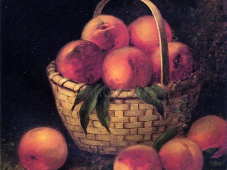 Basket of Peaches by Thomas Addison Richards - Hand-Painted Oil Painting on Canvas Online now