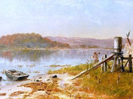 A Fisherman s Windlass, Sketch on the Hudson by Thomas Worthington Whittredge - Hand-Painted Oil Painting on Canvas Online Sale