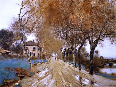 A Lane of Plane Trees by Jean-Francois Raffaelli - Hand-Painted Oil Painting on Canvas Online now