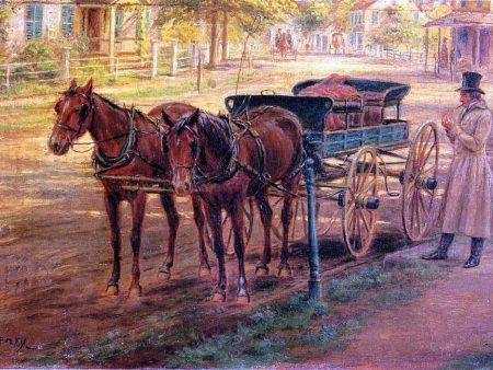 Horse and Buggy by Edward Lamson Henry - Hand-Painted Oil Painting on Canvas Online now