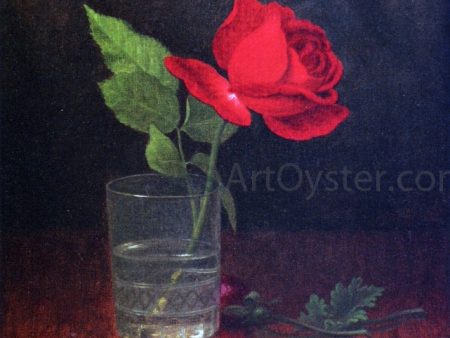 A Single Rose in a Glass by Martin Johnson Heade - Hand-Painted Oil Painting on Canvas Online Hot Sale