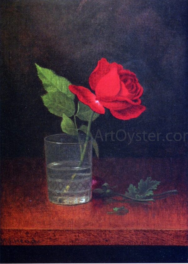 A Single Rose in a Glass by Martin Johnson Heade - Hand-Painted Oil Painting on Canvas Online Hot Sale