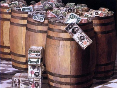 Barrels on Money by Victor Dubreuil - Hand-Painted Oil Painting on Canvas Supply