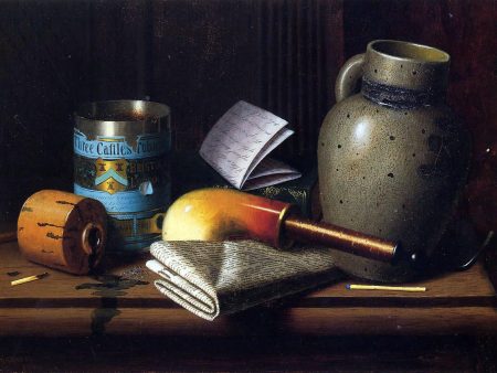 Still Life with Three Castles Tobacco by William Michael Harnett - Hand-Painted Oil Painting on Canvas For Sale