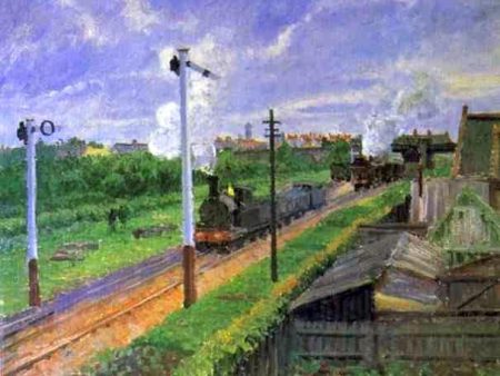 The Train, Bedford Park by Camille Pissarro - Hand-Painted Oil Painting on Canvas For Sale