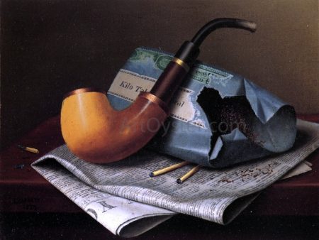 Still Life with Pipe, Newspaper and Tobacco Pouch by William Michael Harnett - Hand-Painted Oil Painting on Canvas Cheap