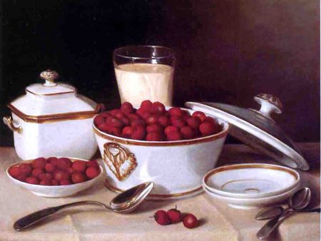 Strawberries and Cream by John F Francis - Hand-Painted Oil Painting on Canvas Hot on Sale