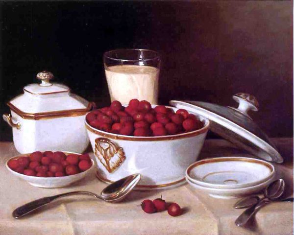 Strawberries and Cream by John F Francis - Hand-Painted Oil Painting on Canvas Hot on Sale