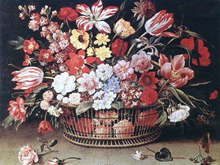 Basket of Flowers by Jacques Linard - Hand-Painted Oil Painting on Canvas on Sale