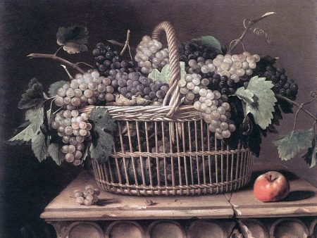 Basket of Grapes by Pierre Dupuys - Hand-Painted Oil Painting on Canvas Discount