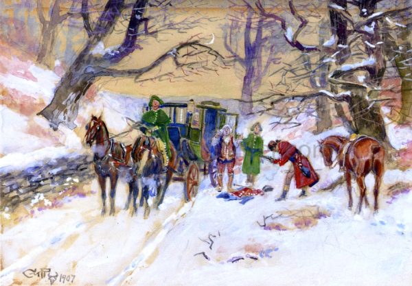 Holdup on the Boston Road by Charles Marion Russell - Hand-Painted Oil Painting on Canvas Online Hot Sale