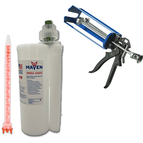 Maven MMA 4005 Acrylic - Fast Set 5-Min Toughened Impact Resistant MMA Adhesive-Thick High Viscosity Blue-10:1 ratio Fashion