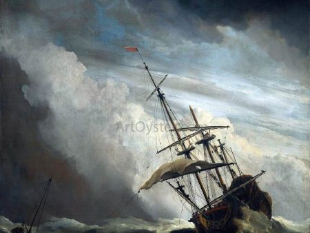 A Gust by The Younger Willem Van de  Velde - Hand-Painted Oil Painting on Canvas Hot on Sale