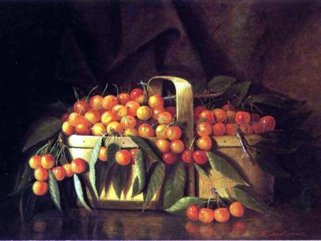 A Basket of Cherries by Richard La Barre Goodwin - Hand-Painted Oil Painting on Canvas on Sale