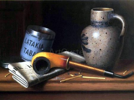 Still Life with Pipe and Tobacco by William Michael Harnett - Hand-Painted Oil Painting on Canvas on Sale